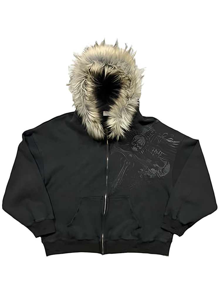Heavyweight Fur Zip Hoodie