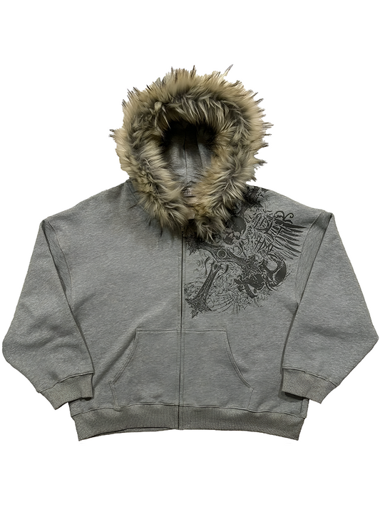 Heavyweight Fur Zip Hoodie