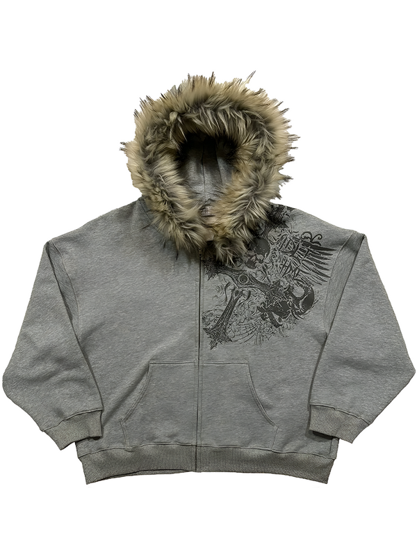Heavyweight Fur Zip Hoodie
